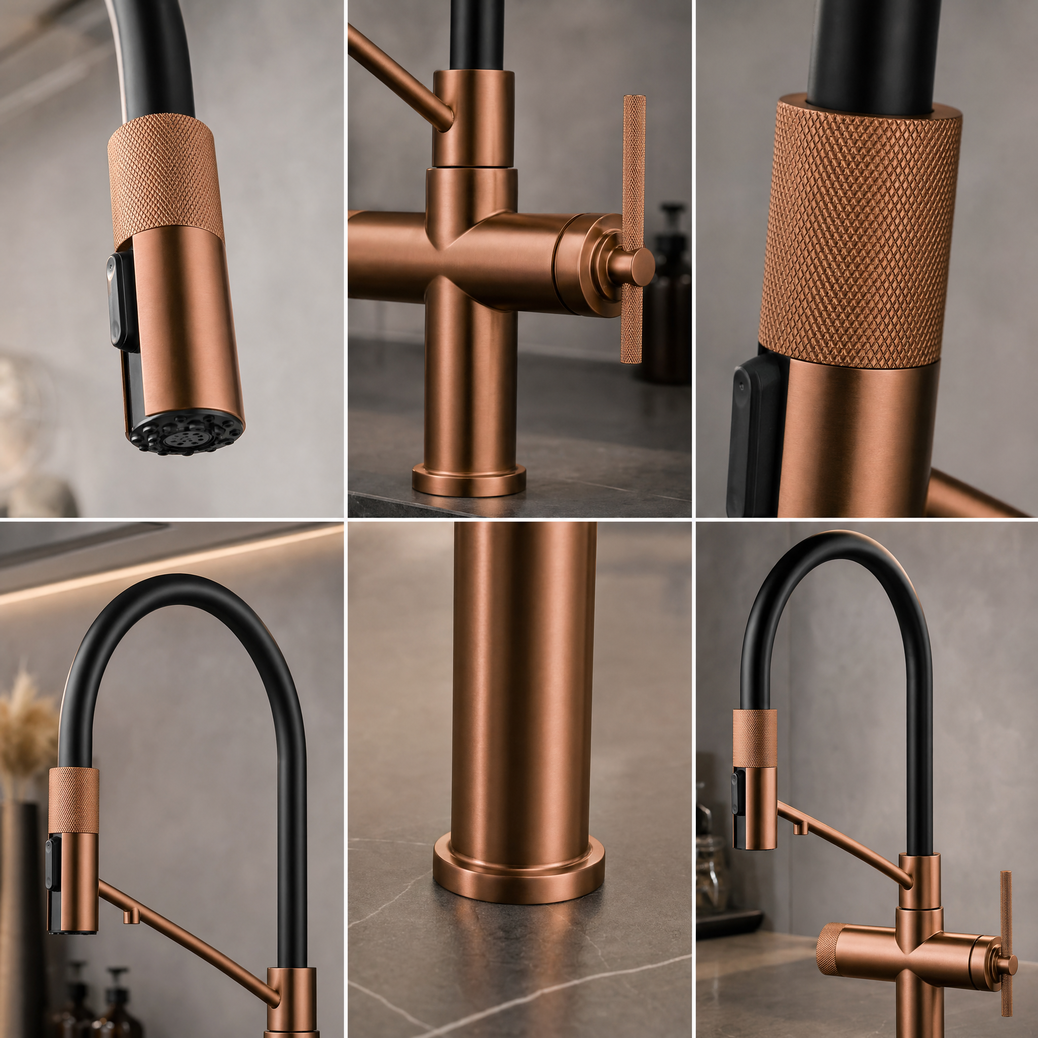 The Chelsea Pull-Out Kitchen Mixer Tap in Brushed Rose Gold | Luxury Kitchen Tap