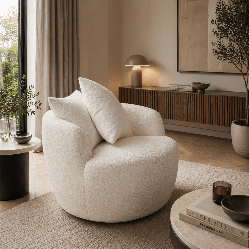 Luxe Bouclé Swivel Accent Chair
