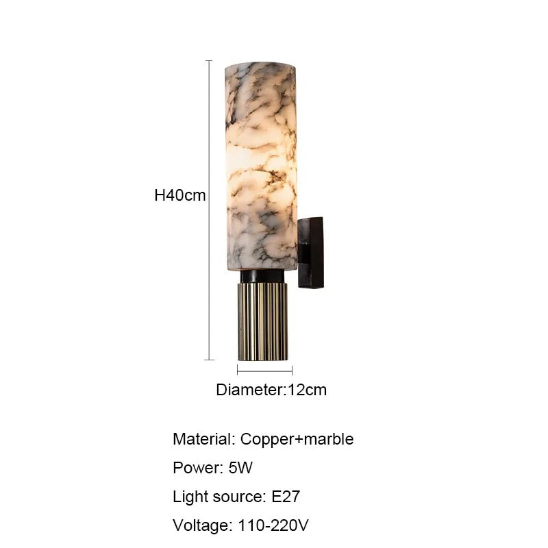 Marmora wall light dimensions: height 40cm, diameter 12cm