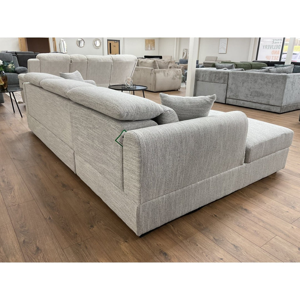 Close-up of the Milano sofa grey and white textured weave fabric