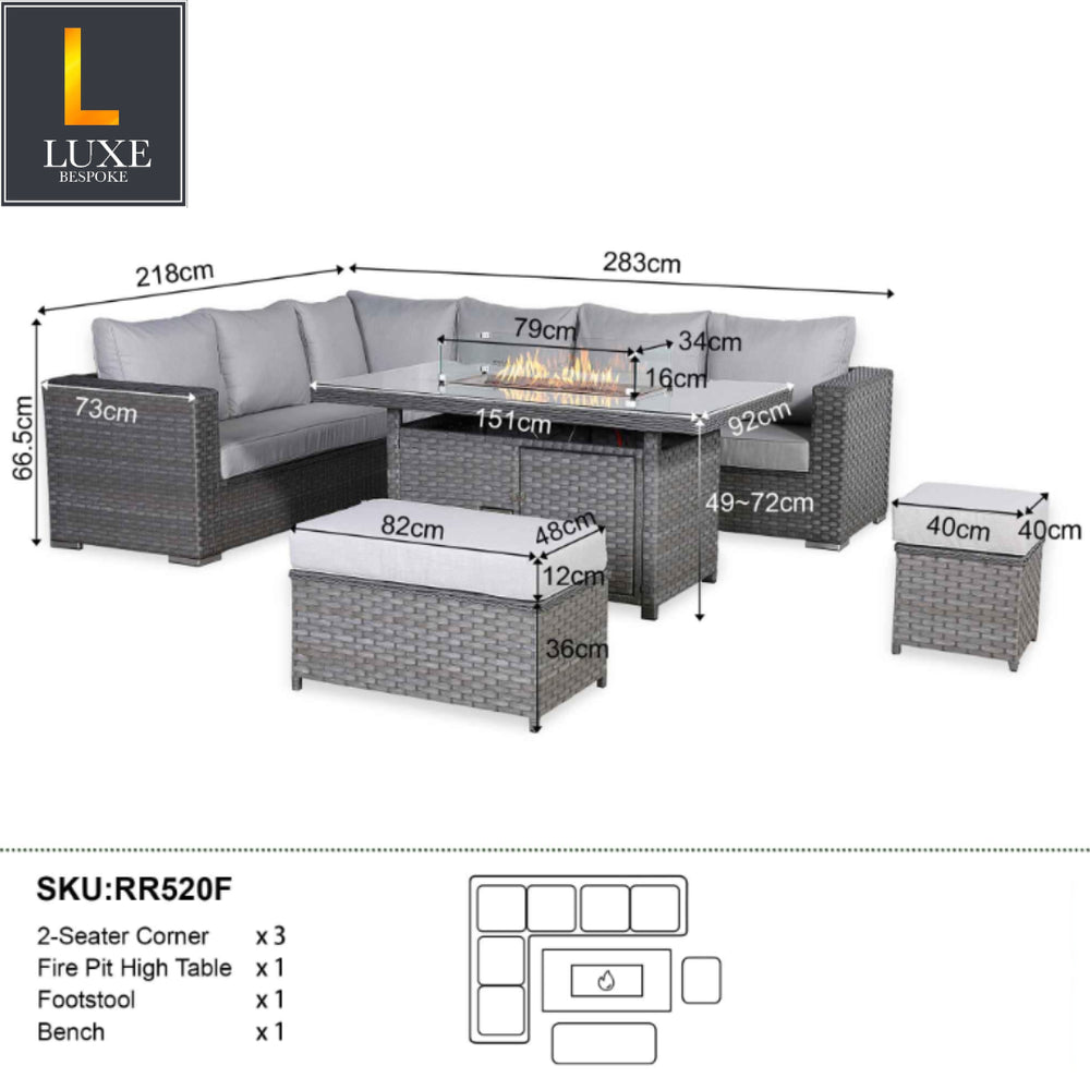 Milano Rattan Garden Sofa Set with Fire Table | Outdoor Furniture UK