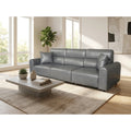 Modena 3 seater electric reclining sofa in grey leather-look fabric, styled in a bright living room
