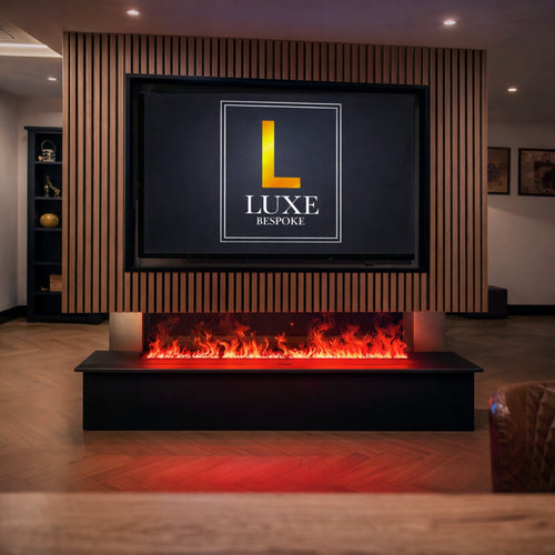 Luxe Bespoke Water Vapour Electric Fireplace showing realistic flame effect