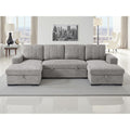 Grey Portofino U-shape corner sofa bed with storage in a modern living room
