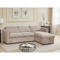 Positano corner sofa bed with storage in beige – beige fabric L-shaped sofa bed with adjustable headrests and universal chaise, photo 1 of 2