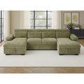 Green Ravello U-shape corner sofa bed with storage in a modern living room