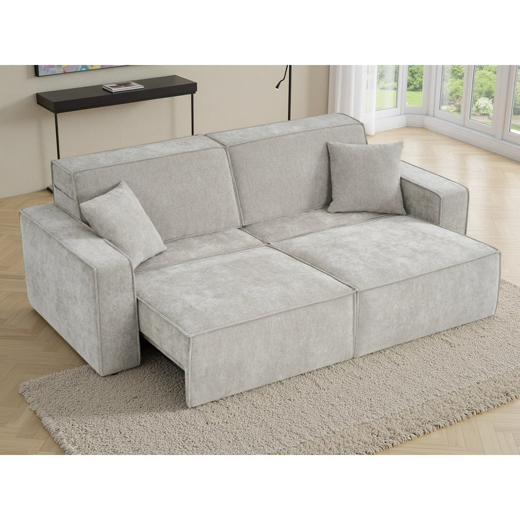 Beige Siena sofa bed with both seats extended into a bed for overnight guests