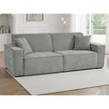 Siena 3 seater electric sofa bed in grey textured fabric with block arms and two accent cushions