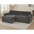 Sorrento quilted corner sofa bed in grey chenille-style fabric with rounded arms and chaise