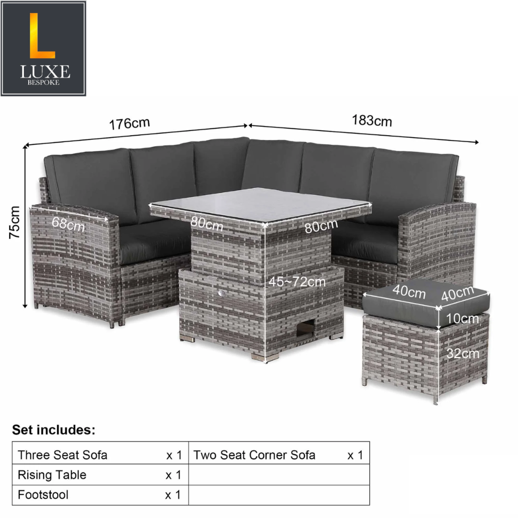 Elysian Corner Rising Dining Set | Rattan Garden Furniture UK