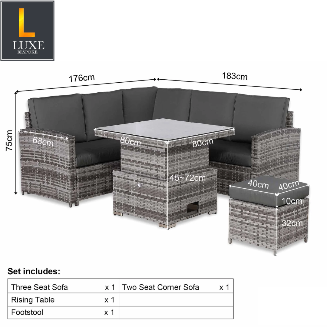 Elysian Corner Rising Dining Set | Rattan Garden Furniture UK