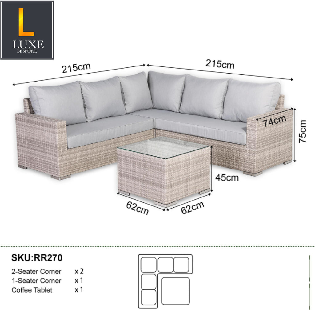 Valencia L Shaped Rattan Garden Sofa Set
