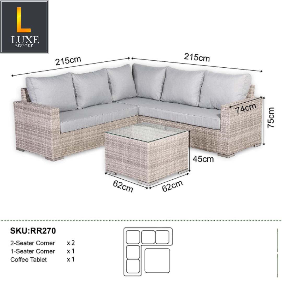 Valencia L Shaped Rattan Garden Sofa Set
